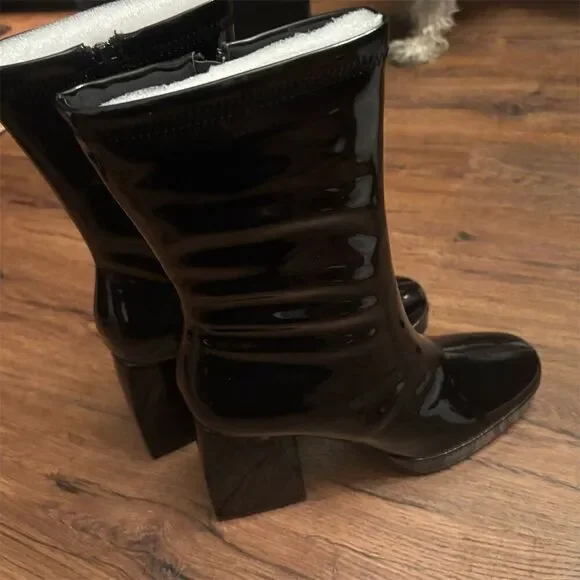 Lulus Women's Black Platform Boots Size 6 Casual Block Heel Edmen - Picture 16 of 16